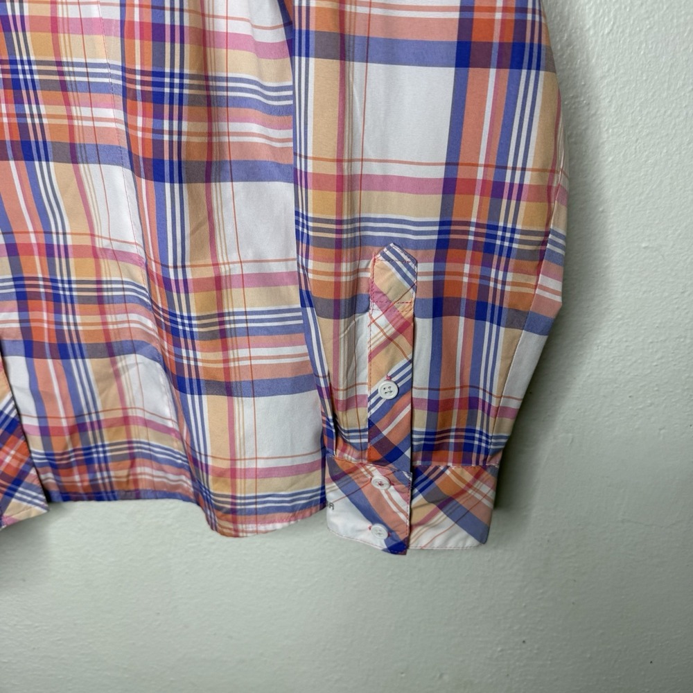 Columbia Kick Fix Plaid Long Sleeve Shirt Orange Pink Insect Block Womens Large - Picture 3 of 10